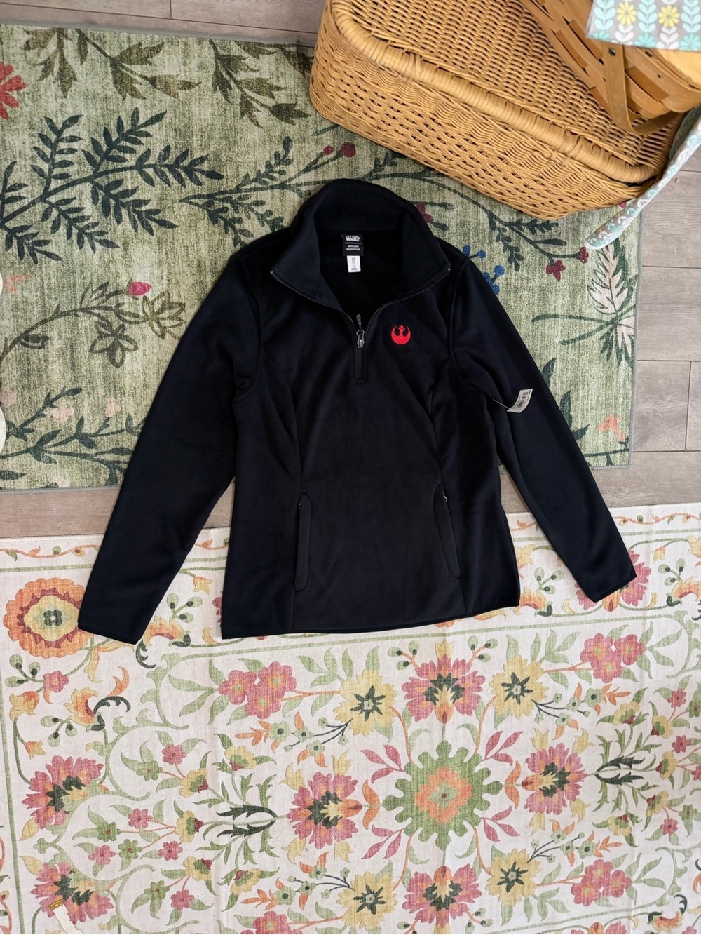 New Star Wars Women's Black Fleece Quarter Zip Pullover Jacket Red Rebel SM - Picture 12 of 12